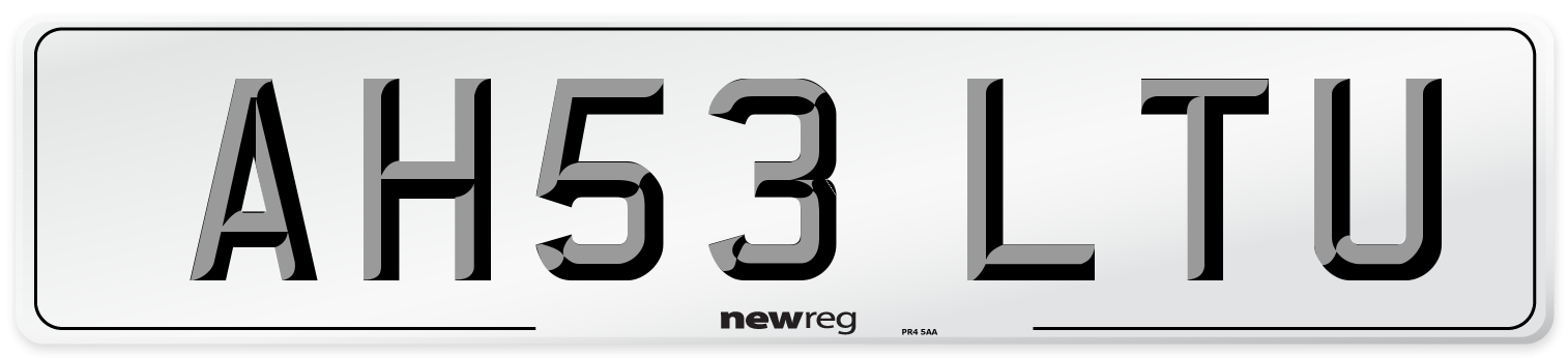 AH53 LTU Number Plate from New Reg